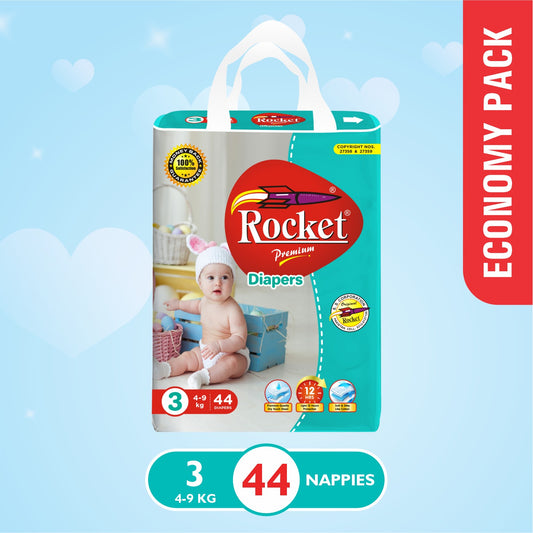 Economy Pack Baby Diaper Size 3 Medium (4-9Kg), 44Pcs