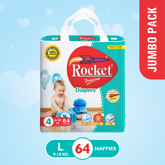 Jumbo Pack Baby Diaper Size 4 Large (9-18Kg), 64Pcs