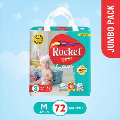 Jumbo Pack Baby Diaper Size 3 Medium (4-9Kg), 72Pcs